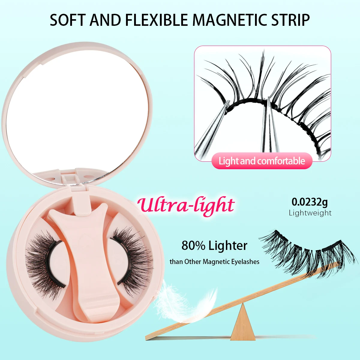 1 Pair Cat Eye Magnetic Eyelashes Set Natural Light Eyelash Extension Tools Reusable False Eyelashes With Tweezers Makeup New