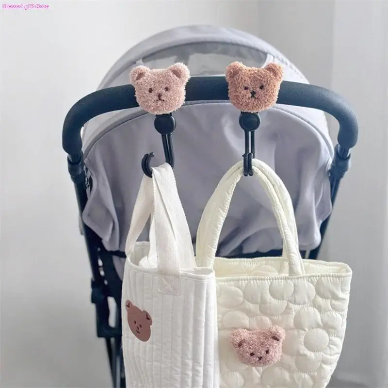D0JC Baby Stroller Double Hook Pram Storage Rack Cart Organiser Diaper Bag Hanger Child Boy Girls Travel Essential