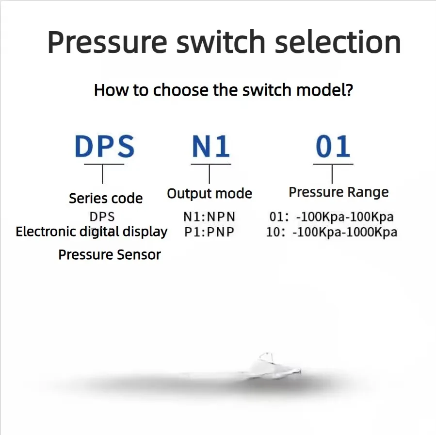 Pneumatic DPS Series Digital Pressure Switch Vacuum Pressure Gauge DPSN1-01020 DPSP1-10020 NPN PNP Pressure Sensor