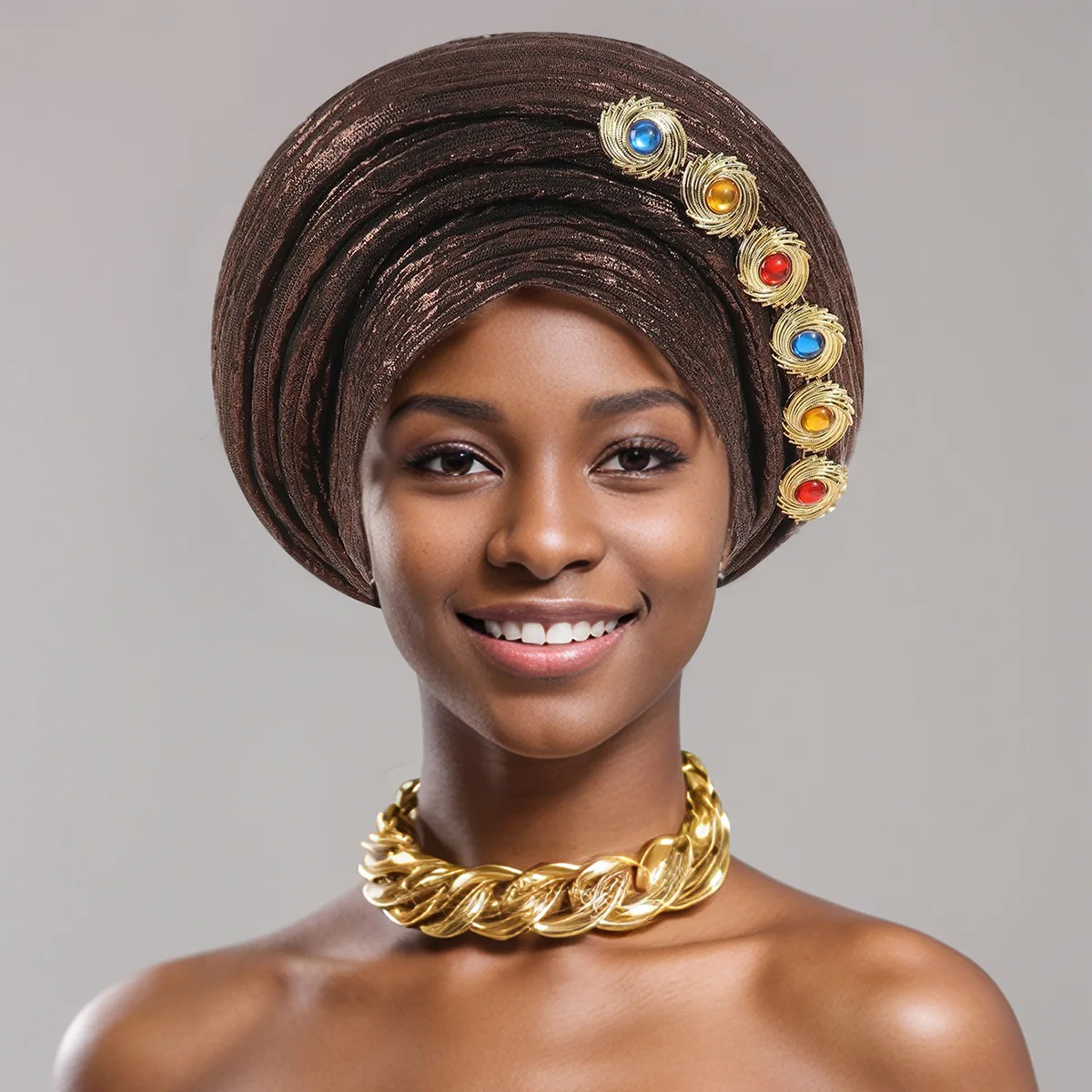 Gorro envolvente para la cabeza con diamantes, Hijab musulmán, pañuelo para la cabeza, sombrero africano Auto Gele, turbante para mujer, sombrero de boda nigeriano ya hecho