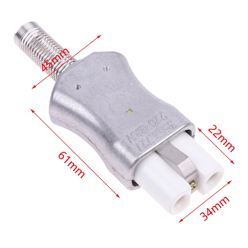 Tomada para indústria de fiação cerâmica, Conector fêmea masculino de alta temperatura, Tomada elétrica para forno, 6mm, IEC C8, 35A, Novo