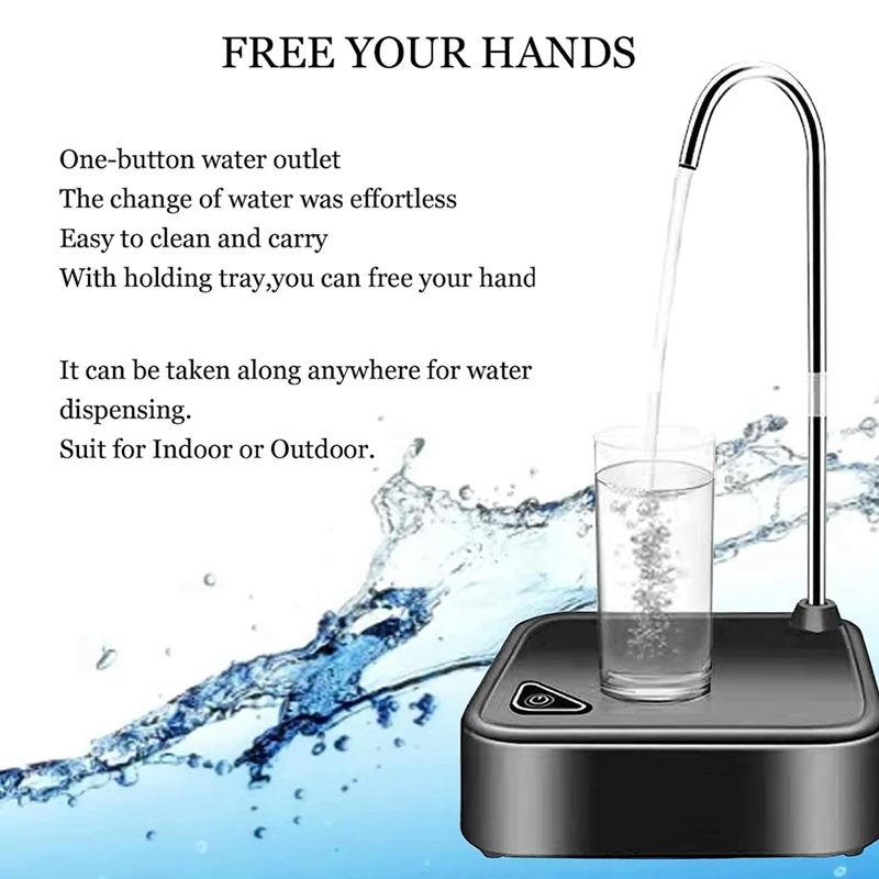 휴대용 전기 물병 디스펜서, USB 충전식 테이블 물 디스펜서, 5 갤런 및 범용 병, 2 인 1