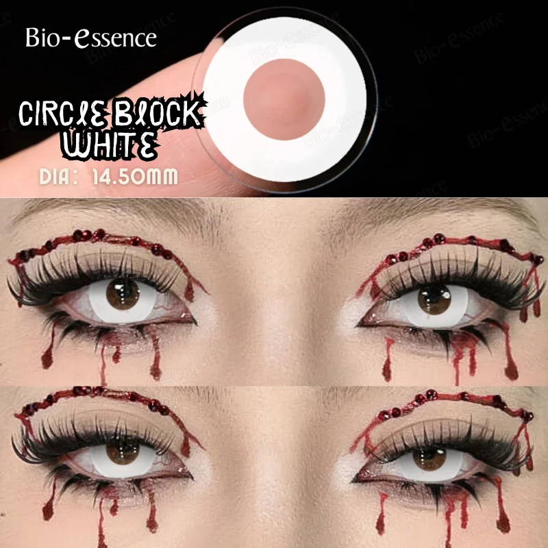 Bio-essence 1Pair Halloween Black Lenses Anime Role-playing Contacts Yearly Used Cosplay Cosmetic Red Big Eyes Pupils for Eyes