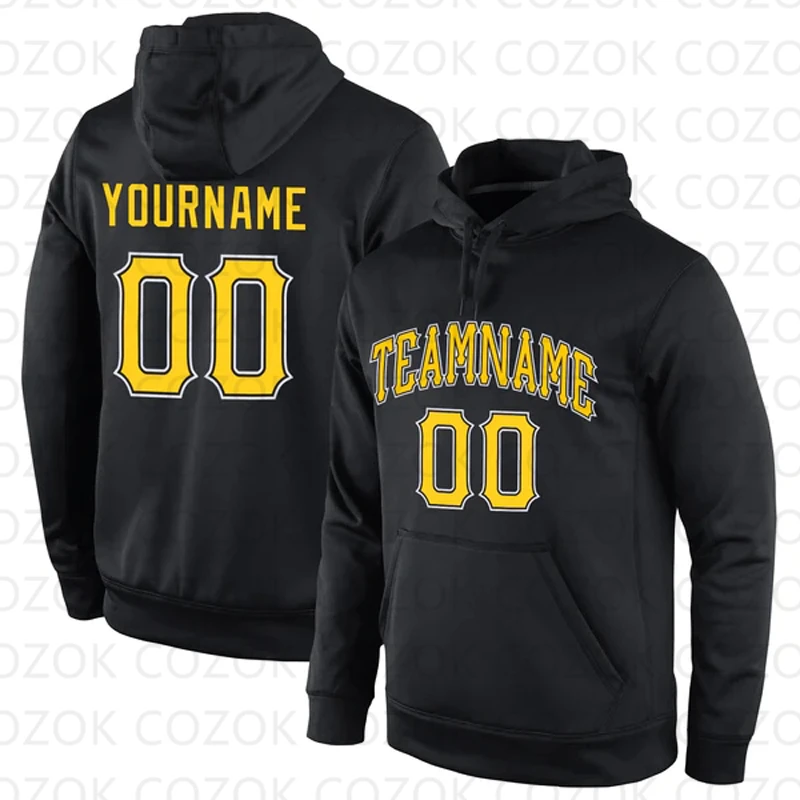 Customized Hoodies Black Orange Colour Jersey 3D Printed  Unisex Pullovers Hoodie Casual Sweatshirts