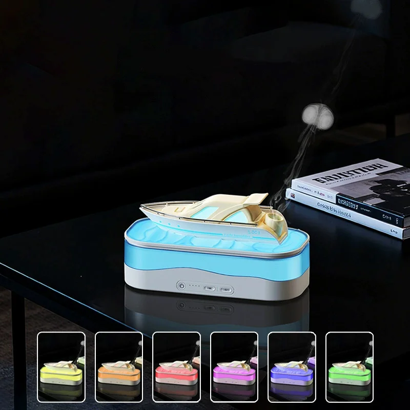 

Luxury Yacht Air Humidifier & Essential Oil Diffuser with 7 Colors LED Light for Home Offce Ultrasonic Humidifier Aroma Diffuser
