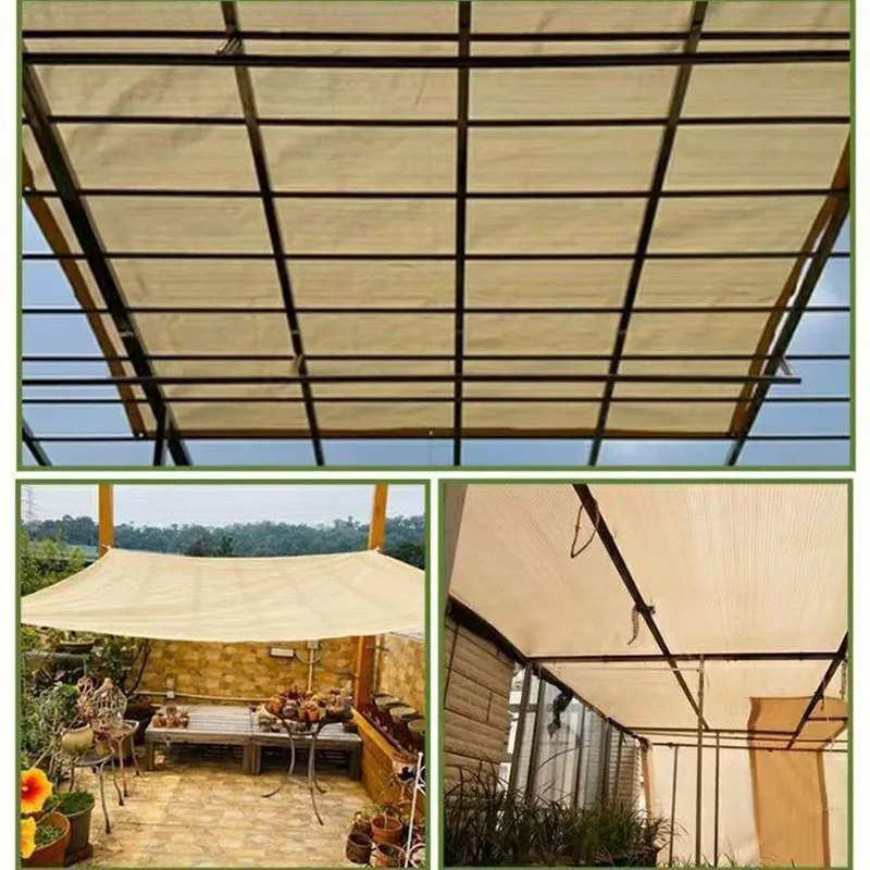 Outdoor Sun Shade Net Anti-UV HDPE Beige Garden Buildings Shelter Gazebo Pergola Sunshade Sail Balcony Furniture Canopy