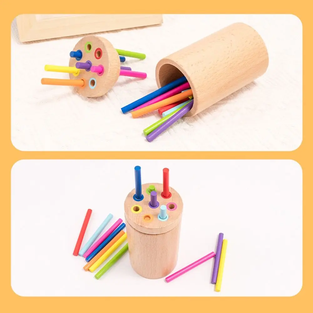 42/16 Colourful Sticks Wooden Stick Board Game Educational Dice Montessori Ball Dropping Game 6 Balls Fine Motor Development