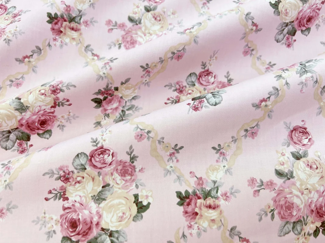 160x50cm Rose Cotton Twill Printed Fabric, Making Bedding Handmade Finish Tablecloth Clothes Cloth