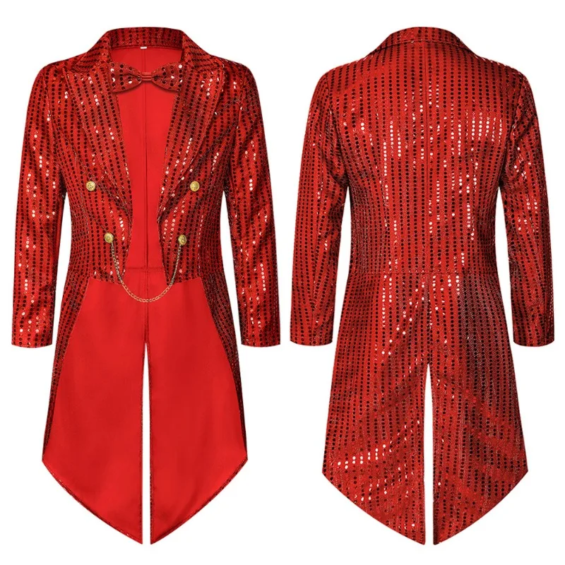 

Irish Green Glitter Tailcoat for Adults Carnival Shimmering Stage Performance Jacket
