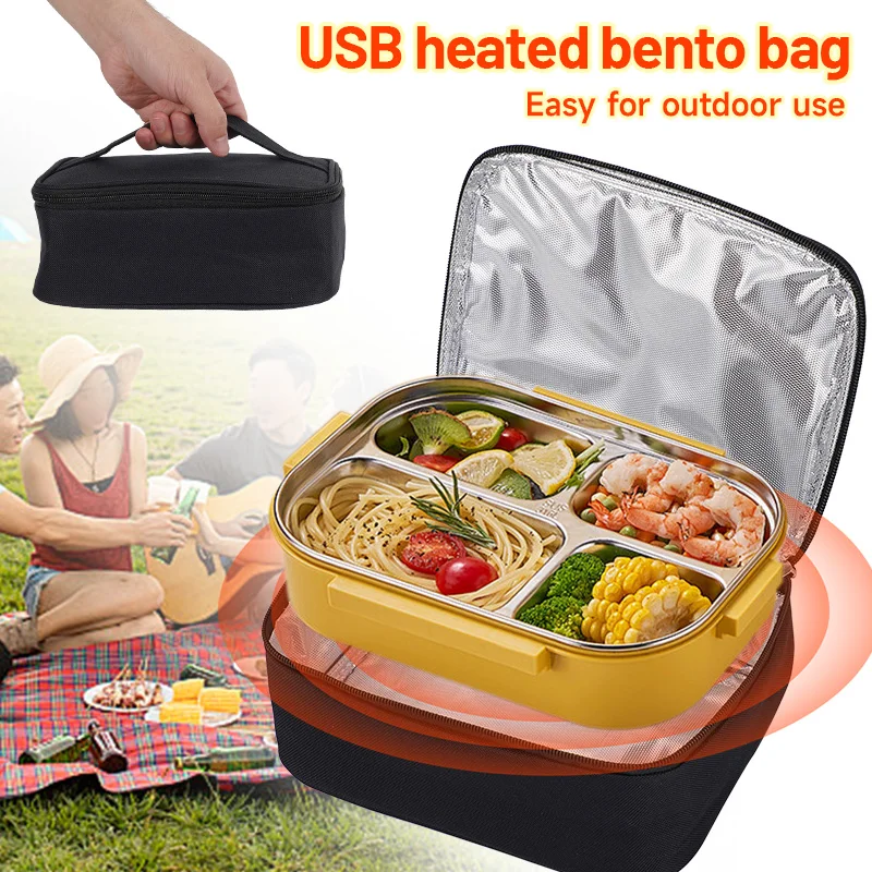 USB Electric Heating Lunch Bag Food Heater Warmer Container Packet Waterproof Portable Electric Lunch Box For Car Travel Camping