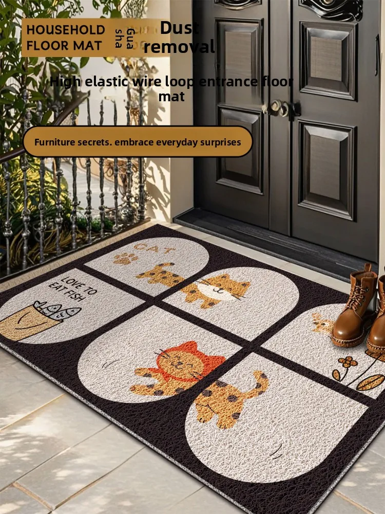 

Новый противоскользящий износостойкий придверный коврик для гостиной и дома, легко чистящийся, из ПВХ, с геометрическим узором, машинной резки по размеру