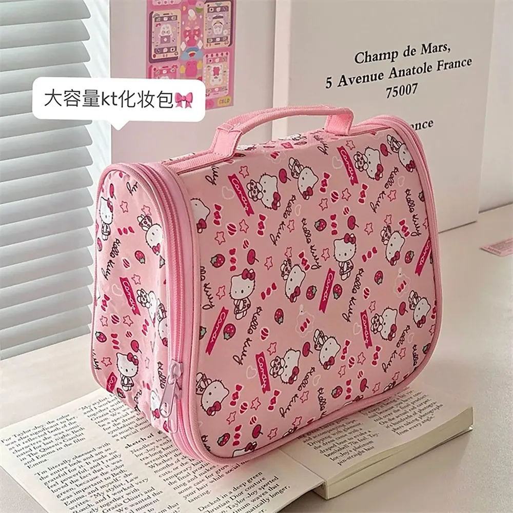 Borsa per cosmetici Sanrio Hello Kitty di grande capacità borsa per pennelli per trucco di grande capacità regali per ragazze borsa impermeabile