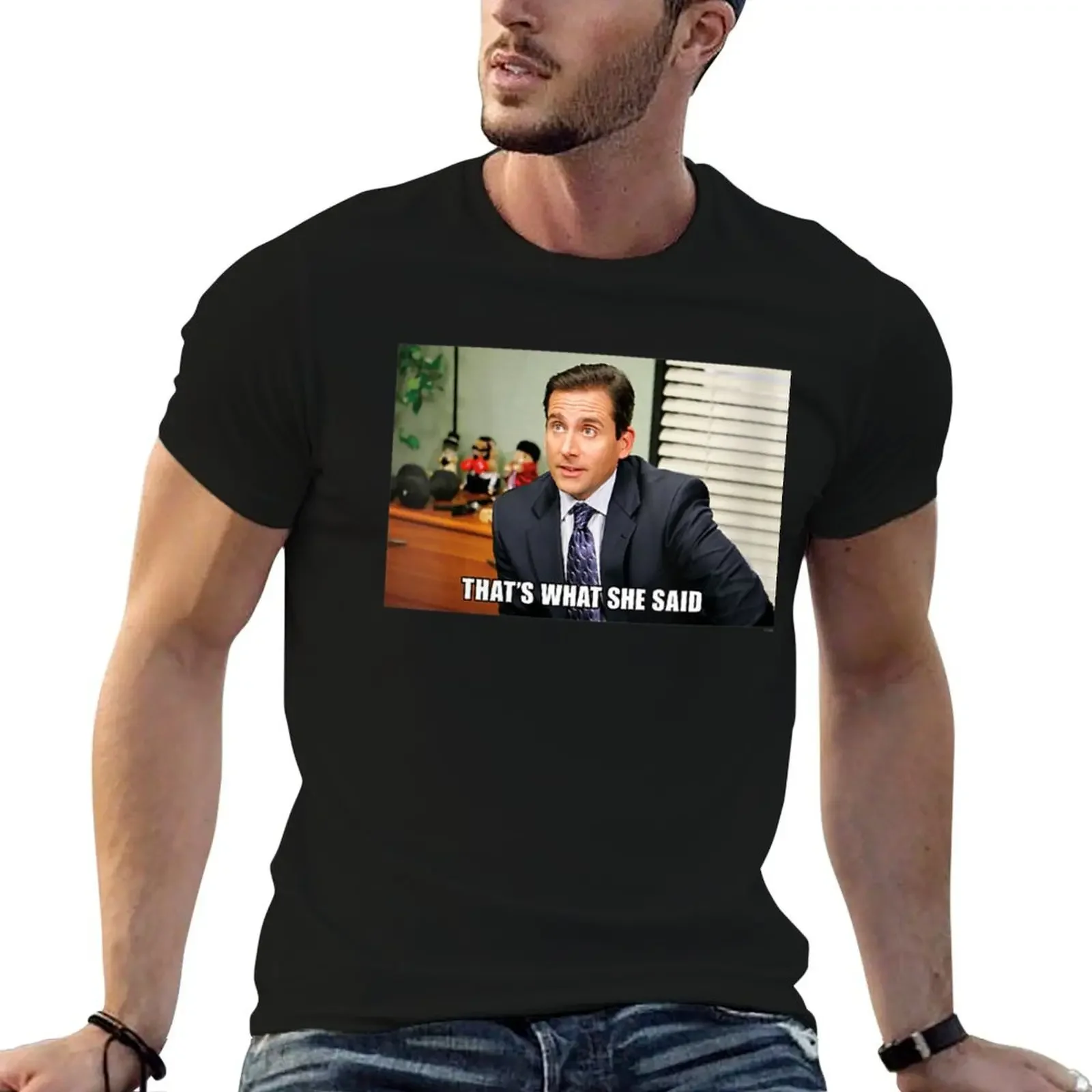 

the office michael meme that's what she said T-Shirt tops boys whites mens champion t shirts