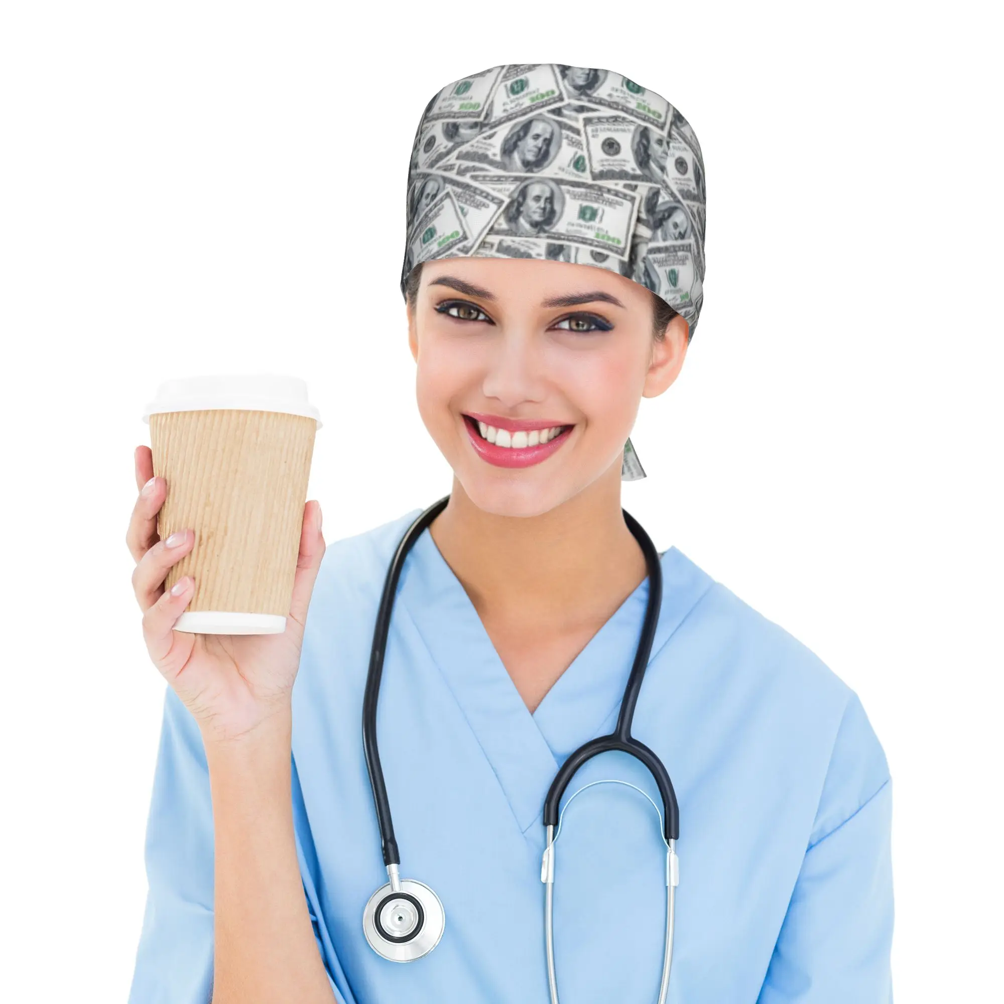 Custom  Dollars Scrubs Cap Surgical Hats Women Men  Operating Room Cap Nursing Cap Lab Works Hat