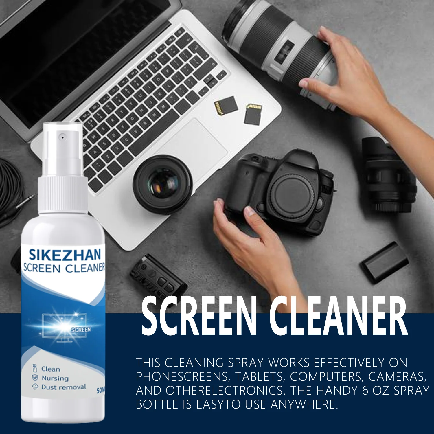 

Professional Screen Cleaner, Streak‑Free Spray for Smartphones, Laptops, Tablets & TVs, Removes Grease, Prints & Dirt