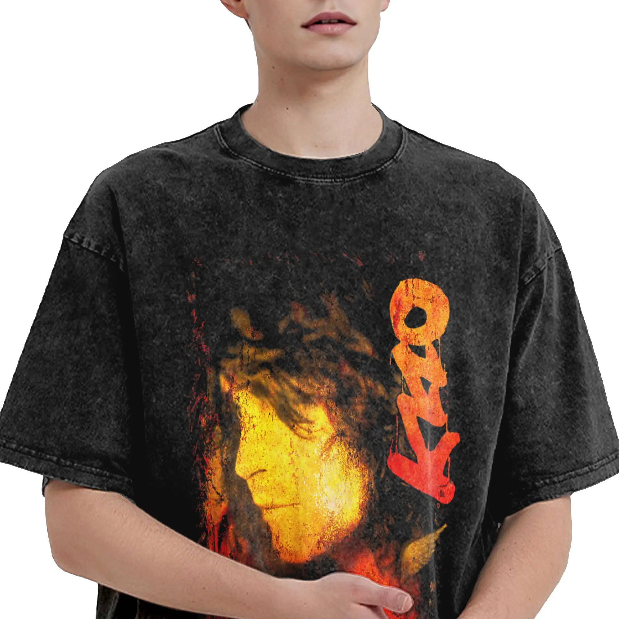 

Man T-Shirt Ozzy Osbourne Washed T Shirts Harajuku Summer Tees Vintage Print Cotton Clothes Gift