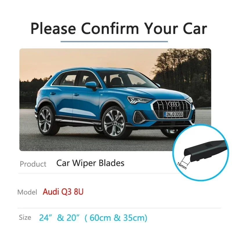 For Audi Q3 8U 2012 2013 2014 2015 2016 2017 2018 2019 Windscreen Windshield Washer Brushes Accessories Car Front Wiper Blades