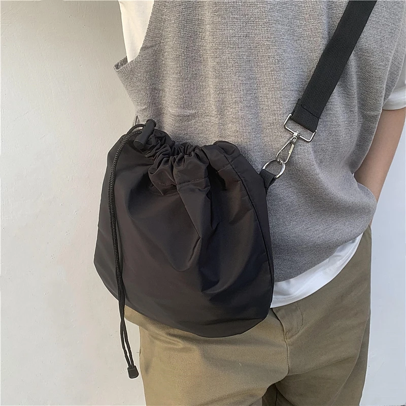 

Preppy Style Nylon Shoulder Man Bag Causal Teens School Travel Square Men's Bag Streetwear Commuter Sling Cross Bags for Men