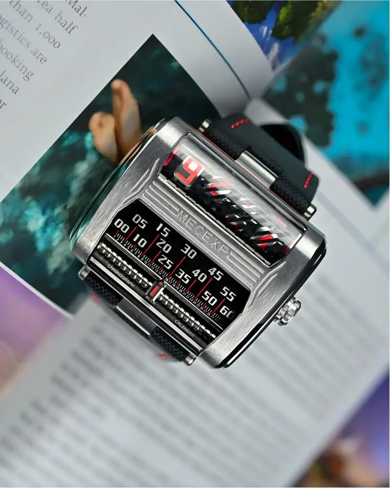 MECEXP Watch MS1002 Stainless steel Red Mechanical Male Luxury Wrist Watch