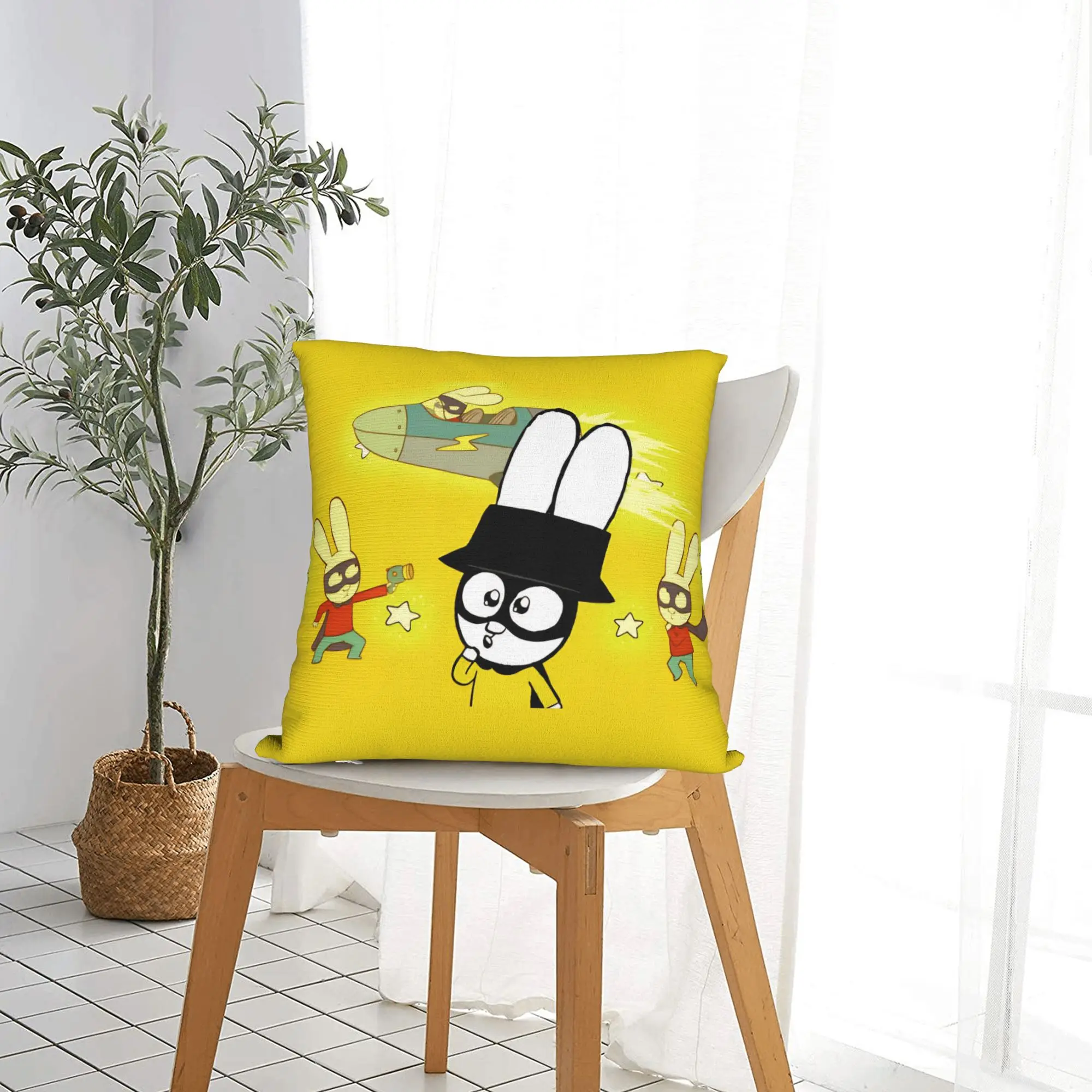 Simons Super Rabbit Cute Cartoon  Square Pillow Cases Bunny  Cushion Cover Awesome Zippered Decor Pillowcase for Home 18