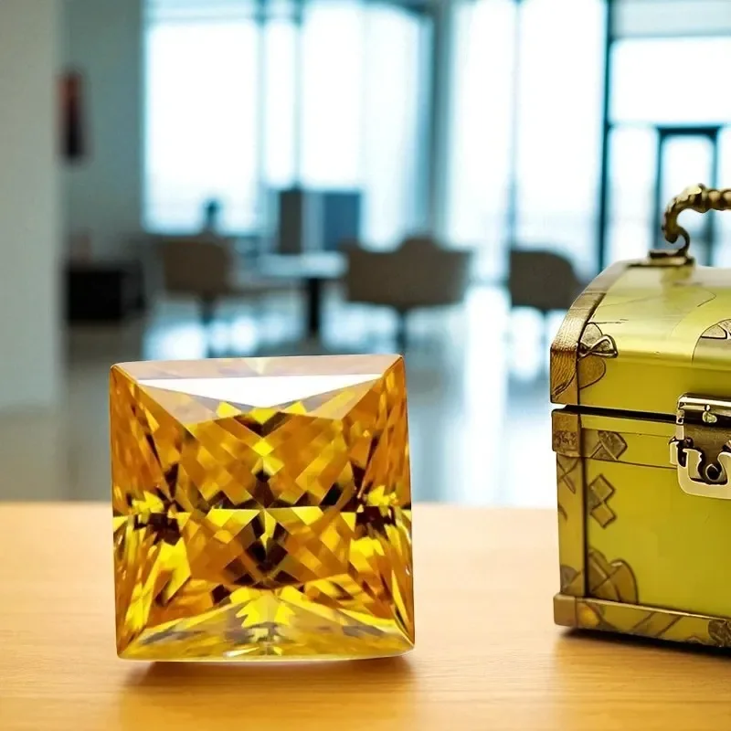 

L-Top золотисто-желтого цвета, муассанит, камень принцессы, выращенный в лаборатории бриллиант для продвинутого изготовления драгоценностей с сертификатом