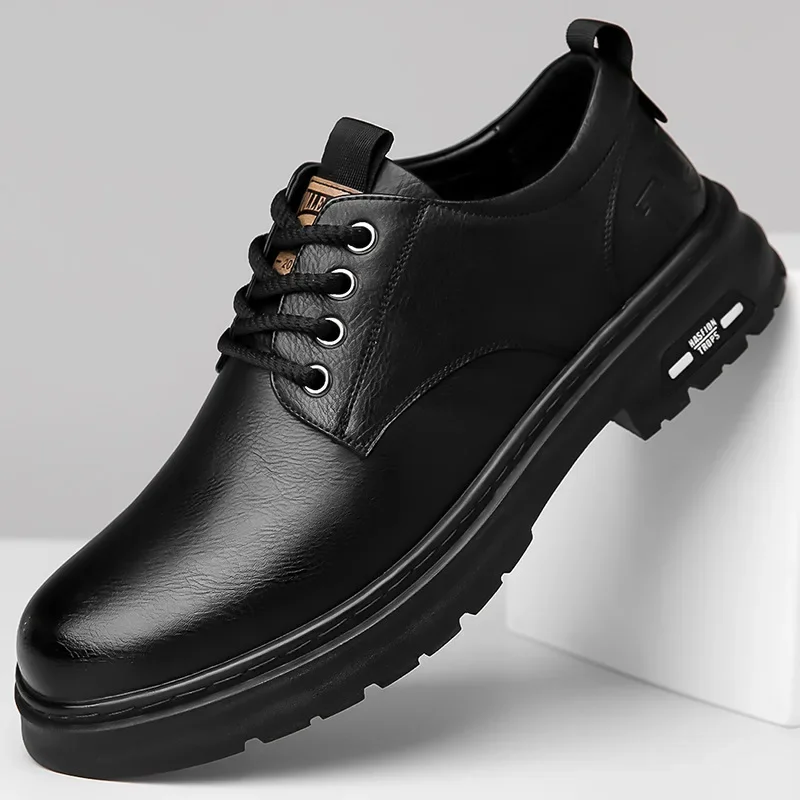 Men's Casual Leather Shoes Designer Trendy All-match Platform Shoes  Men's Business Breathable Leather Shoes - Image 2