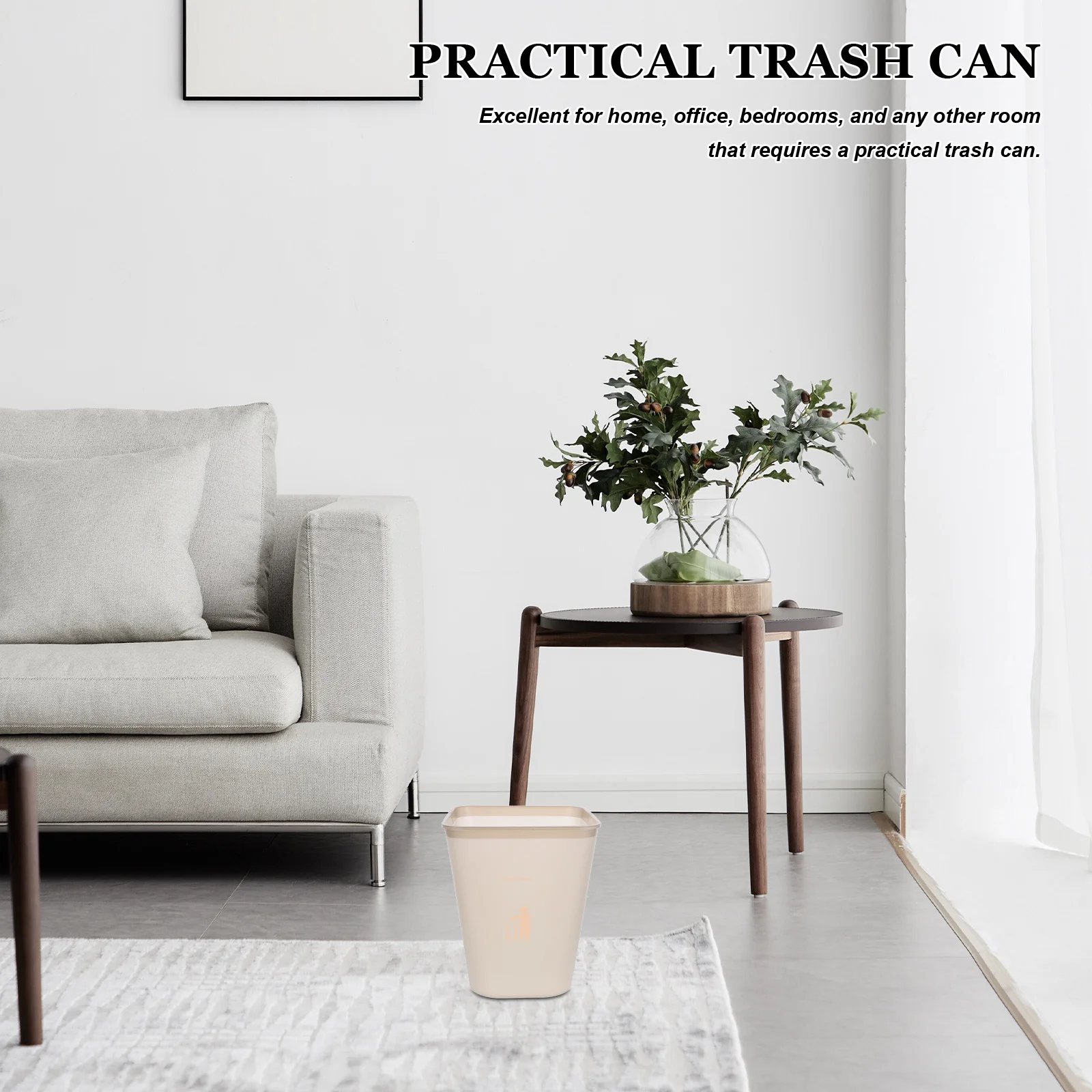 

1 set Trash Can Garbage Bin For Bedroom Bathroom Kitchen Home Office Plastic Waste Bucket With Press Ring Odor Proof Leak