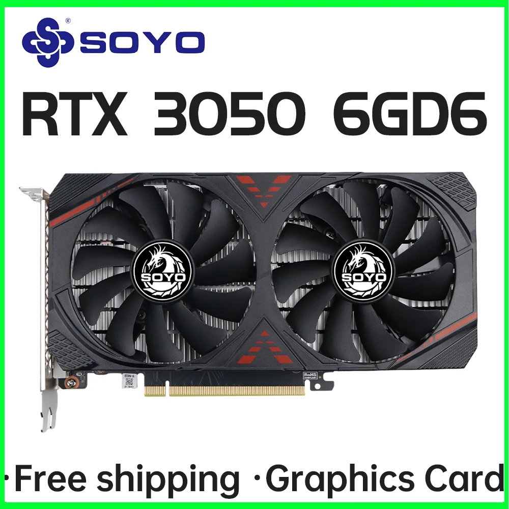 بطاقات الرسومات SOYO RTX 3050 8G/6G GDDR6 GPU NVIDIA PC مكونات الكمبيوتر PCI Express X16 4.0 بطاقة فيديو الألعاب RTX3050 جديد #1
