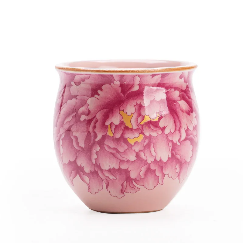 

Jingdezhen Peony Pink Ru Tea Cup Ceramic Tea Set Opening Master Cup Guest Cup Tea Cup Home Kung Fu Tea Set