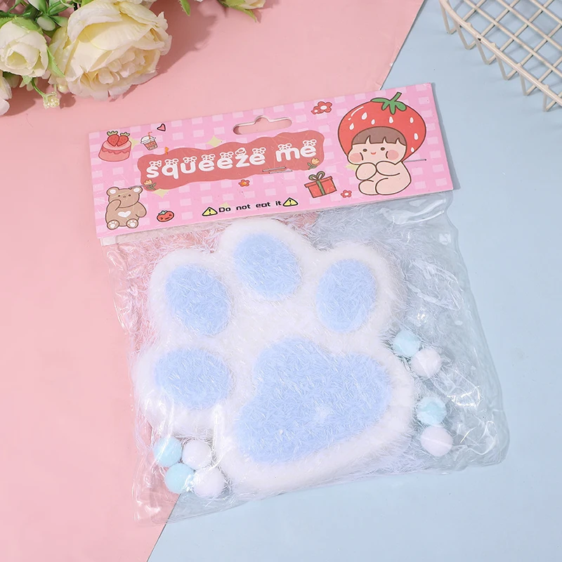 สีชมพูขนาดใหญ่ PAW Squishy สําหรับเด็กผู้ใหญ่ยักษ์ Furry Cat PAW Sticky Squishy ของเล่นสําหรับความเครียดบรรเทา Super Soft Squeeze Fidget ของเล่นของขวัญ