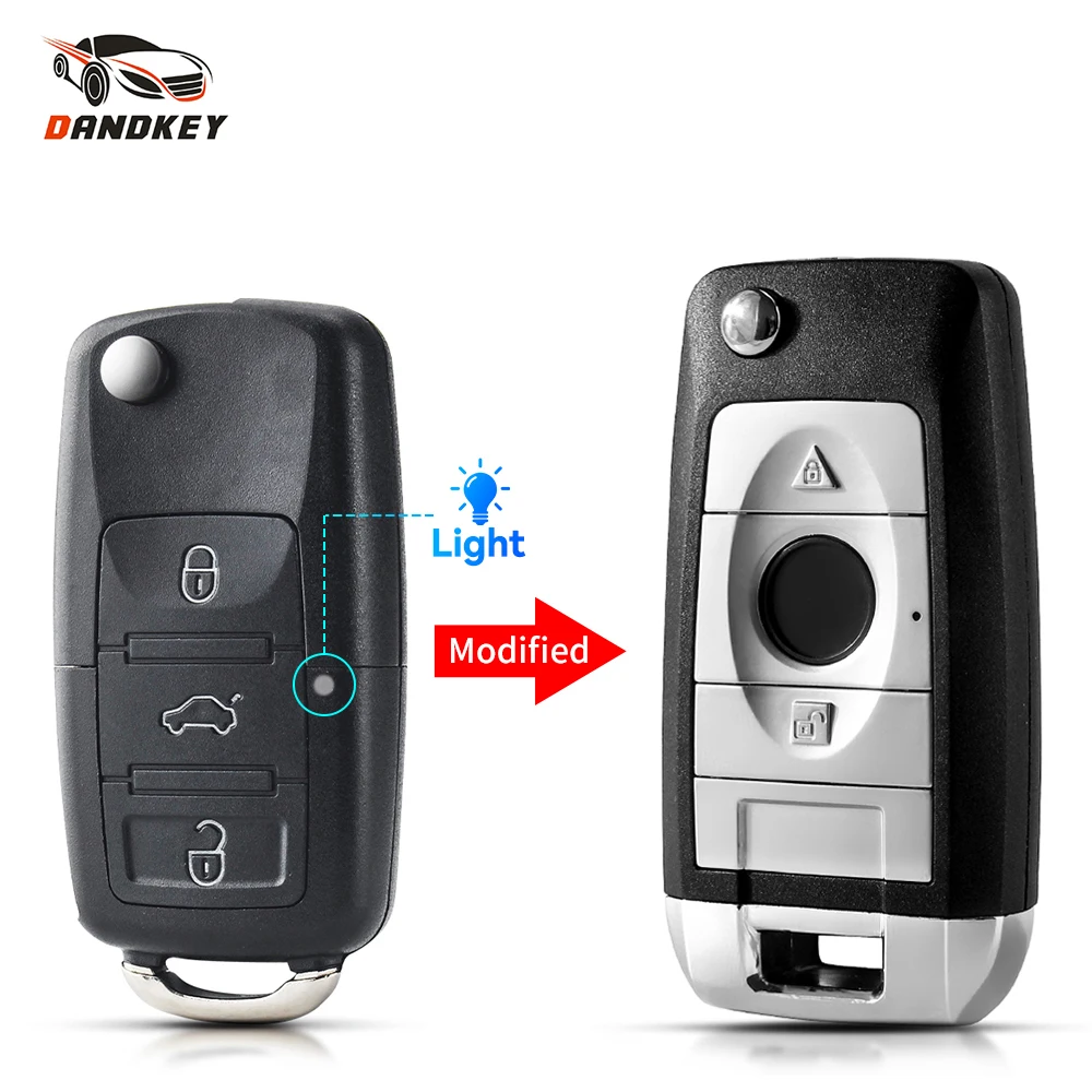 Dandkey 3BNT Car Remote Key Flip Folding Key Shell Modified Case For Volkswagen Vw Jetta Golf Passat Beetle Skoda Seat Polo B5