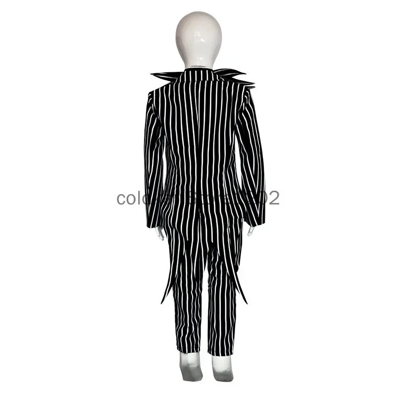 Gruselige Halloween-Kostüme für Erwachsene, Cosplay-Kostüm, Weihnachten, Jack-Uniform, Kleidung, gestreifter Herrenanzug, Kinderkostüm