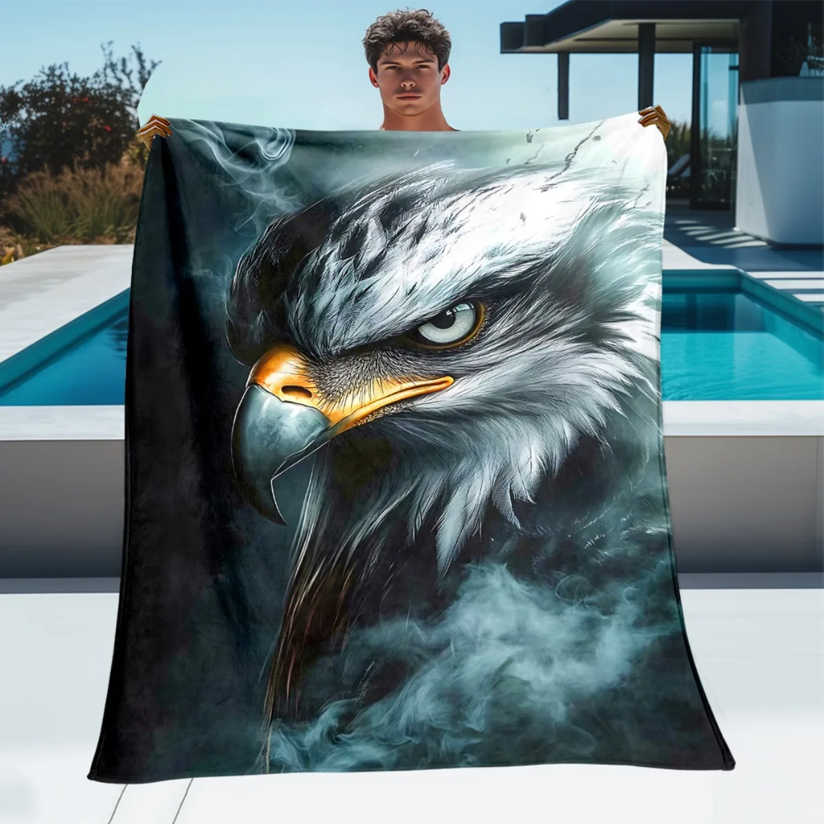 1pc Majestic Eagle in a Stormy Scene Blanket-Lightweight Flannel Home Furnishings Bedding Blanket Suitable for Sofas Beds Travel