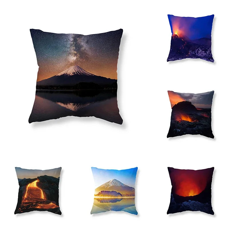 Volcanic Eruption Lava Landscape Throw Pillow Cover Sofa Decorative   Chair Cushion  Room Aesthetics Home Decor