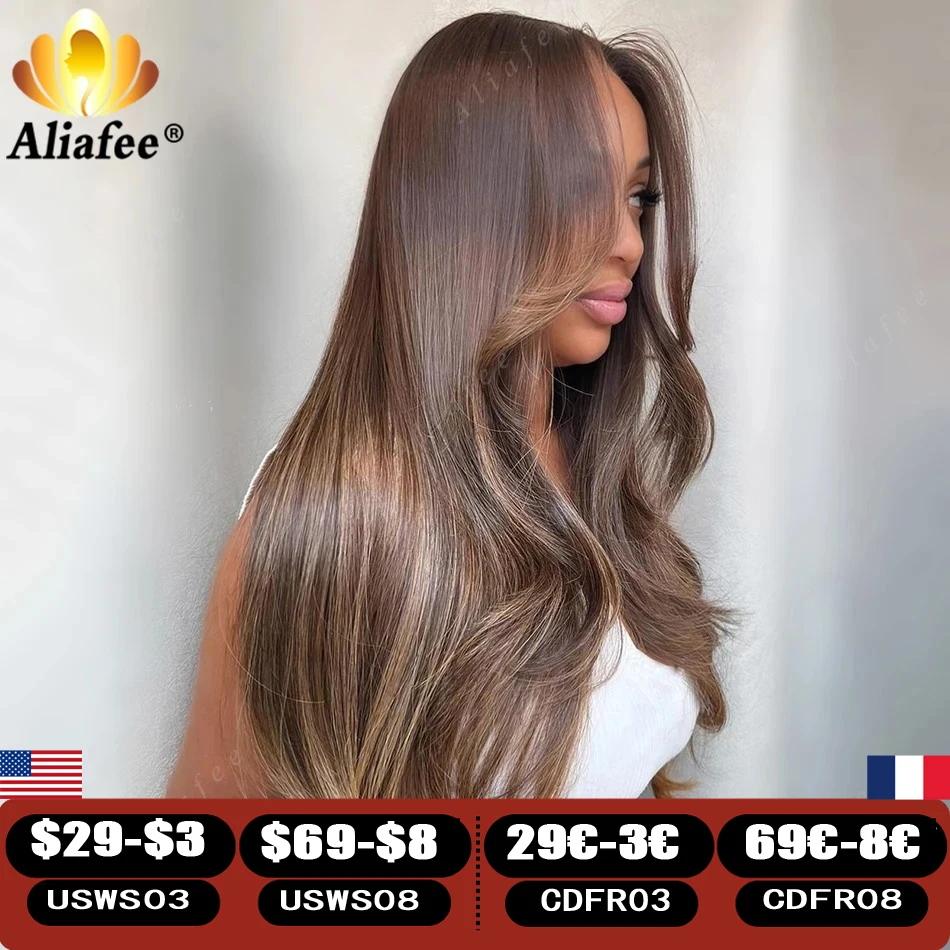 Balayage Brown Blonde Highlight Body Wave 13X6 Lace Front Wigs Human Hair Transparent 13X4 Lace Frontal Human Hair Wig for Women