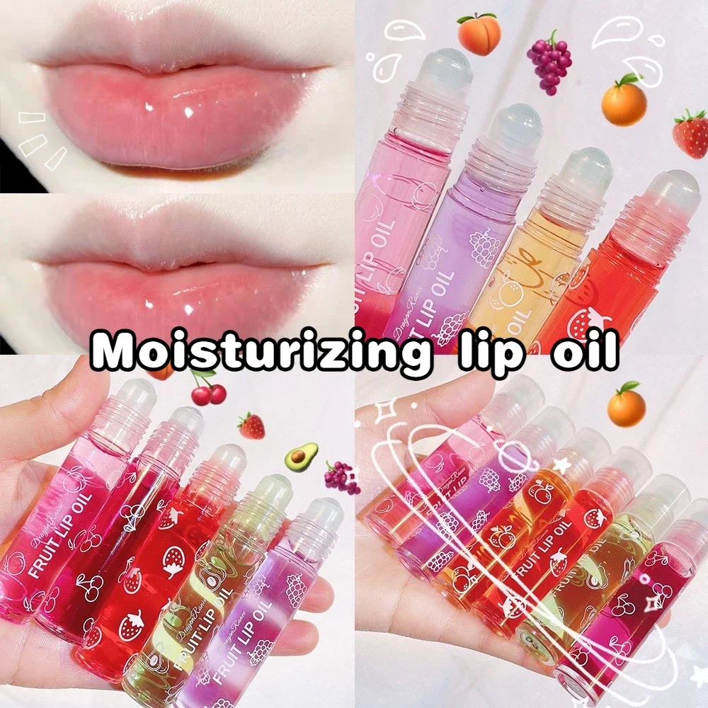 1PCS Lip Oil Moisturizing Lip Balm Moisturizing Ball Colorless Clear Fruit Avocado Peach Strawberry Grape Cherry Flavor
