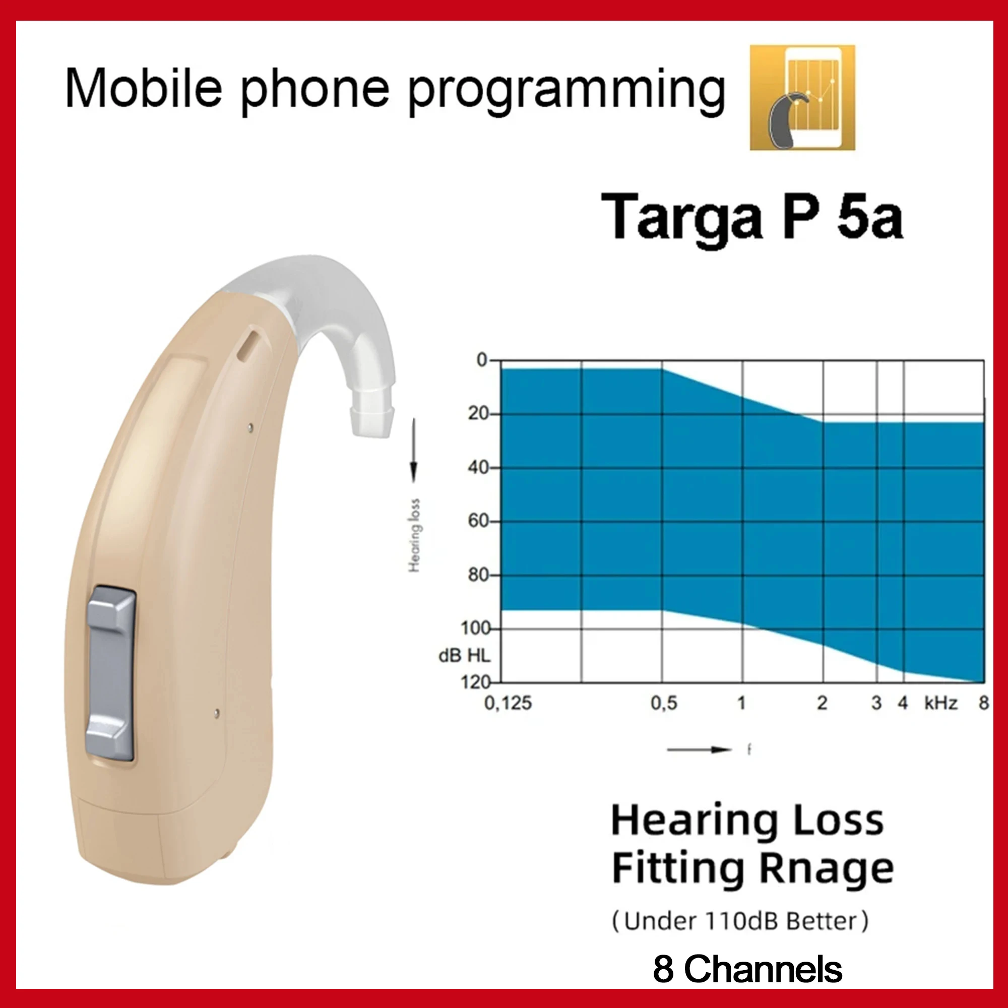 Rexton Targa HP 5A Mobil Programmable Original 120db Severe Deaf High Power 8-Channel Targa 5A Hearing Aids for Deafness