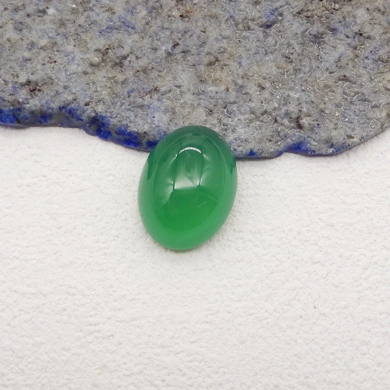 Natural Stone Oval Cabochon,Green Agate Cabochon For Pendant Ring DIY Making Jewelry Finding Free Drilling 20x15x9mm 4g