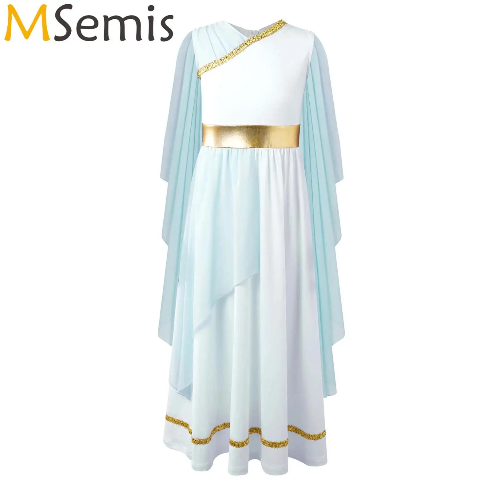 

Kids Girls Shawls Flowy Ballet Tulle Dress Halloween Ancient Greek Toga Costume Grecian Gown Dress Cosplay Performance Costume