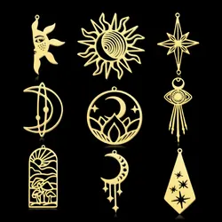 10pcs/lot Stainless Steel Geometric Minimalist DIY Earring Pendant Charms Wholesale Star Arrow Sun Moon Tassel Eye