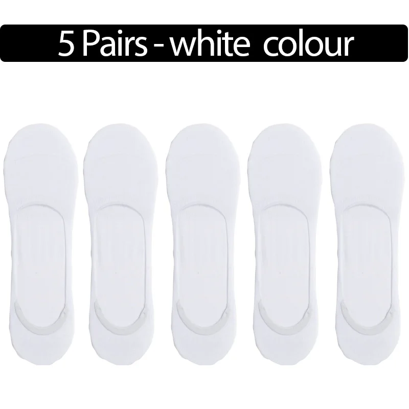 High Quality 5Pairs Men's Socks Summer Cotton Breathable Boat Sock Solid Color invisible silicone Non-slip New Plus Size EU38-48
