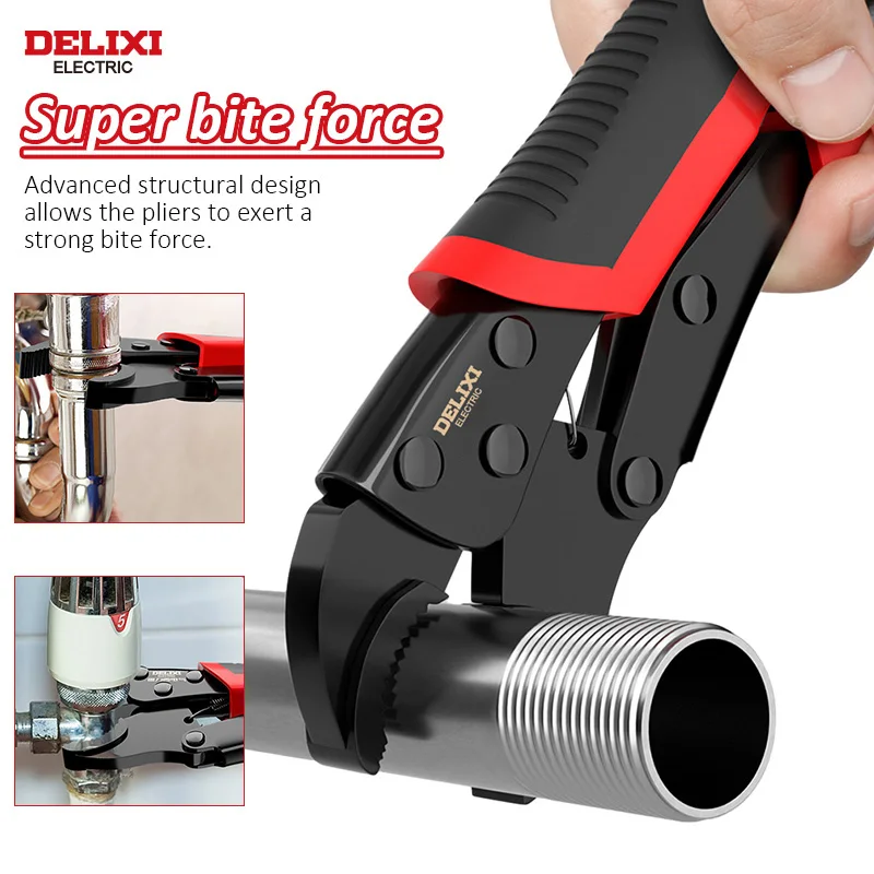 DELIXI ELECTRIC Lock Pliers 7-Inch Round/straight Universal Pressure Pliers Industrial-Grade Multifunctional Pliers