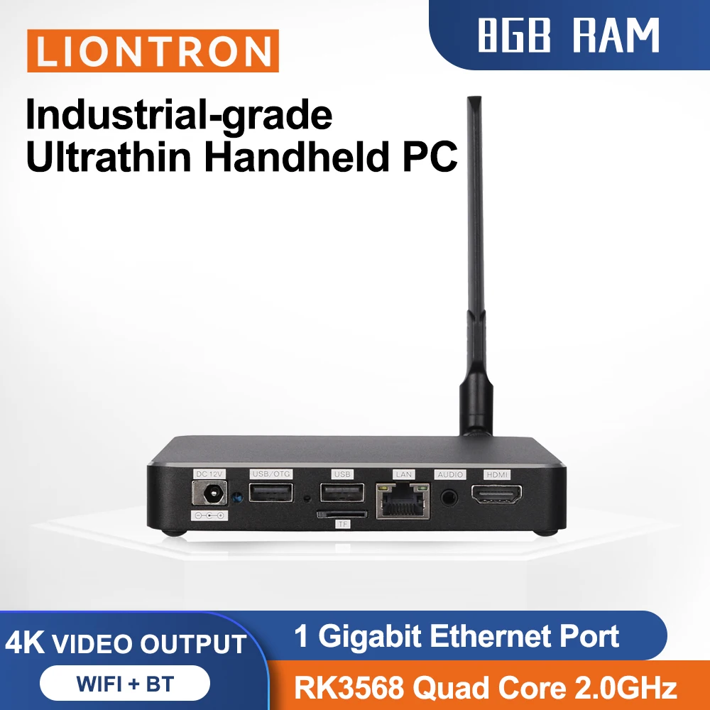 Liontron Fanless Industrial Mini PC computer Rockchip RK3568 DDR4 LAN 4G BT4.0 4K HDMI Wifi Android Linux Os 4*USB 2.0 2*USB 3.0