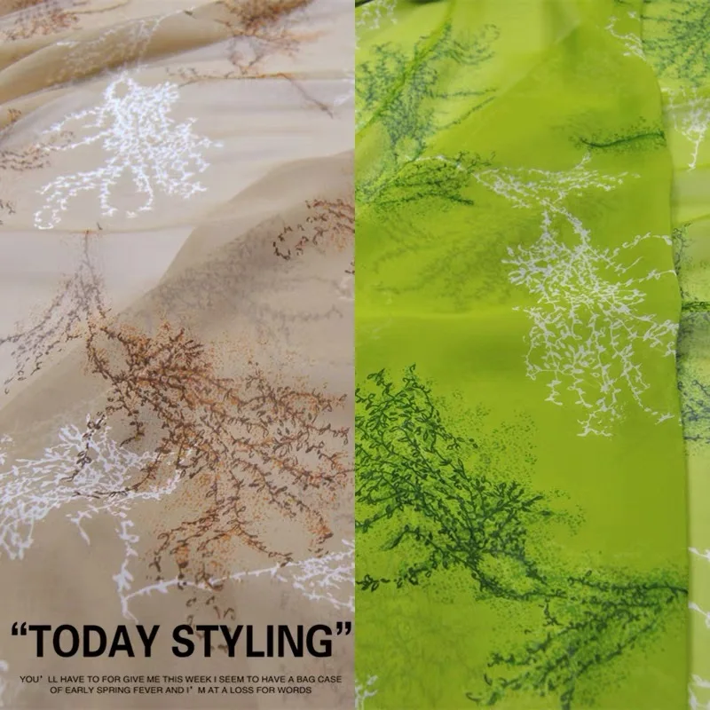 Comfortable Feeling  Popular Elegant Style with Great Branches Design Silk Georgette Fabric for Nice Dress