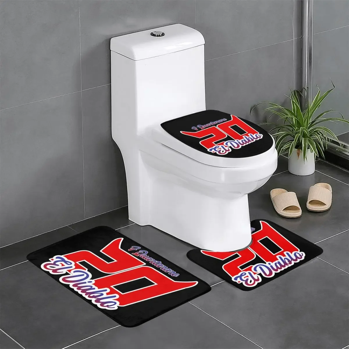 

Custom [Fabio Quartararo 3 Pieces Bathroom Rugs Absorbent Non Slip Motorcycle Racer Toilet Bath Mat Sets