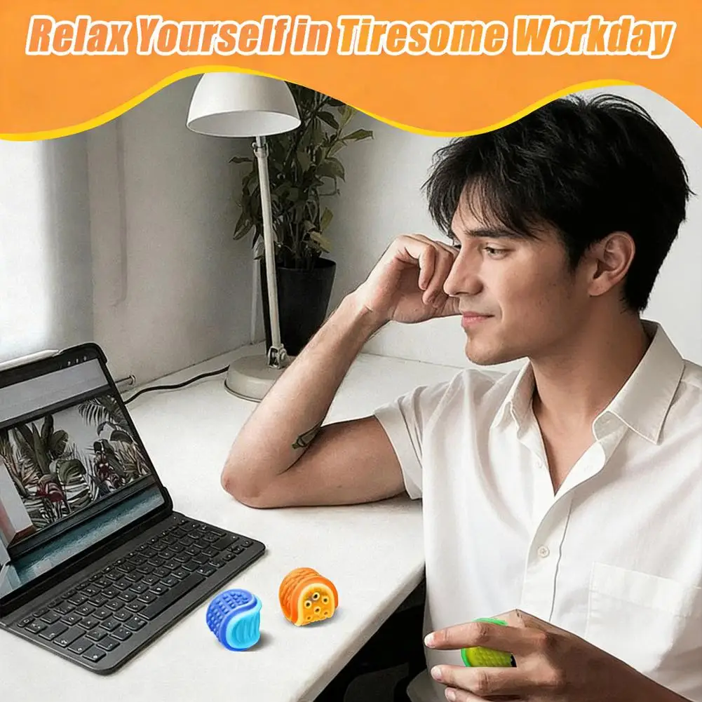 Textured Stone Toy Silicone Stone Fidget Toy Anxiety Relief Textured Ball Portable Worry Stone for Kids Teens Adults Stress