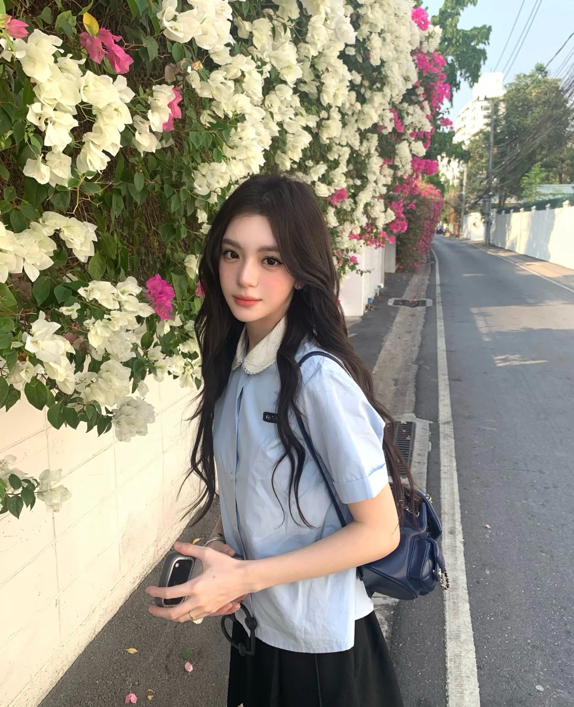 

MOSA MM Letter Korean Style Short Sleeve Shirt Doll Collar Women's Slim Fit Top Breathable Cotton Casual Summer New Arrival