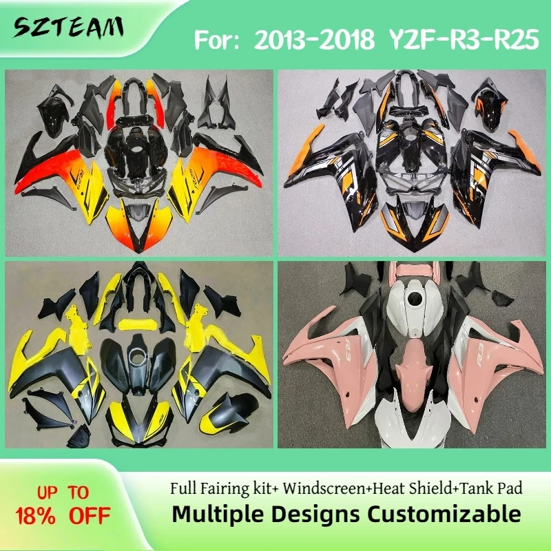 Easy Install Fairing Kit for YAMAHA YZF-R3 R25 2013-2018 Aftermarket Color-Matched Motorcycle Panels Fairings YZFR25 R3 13-18