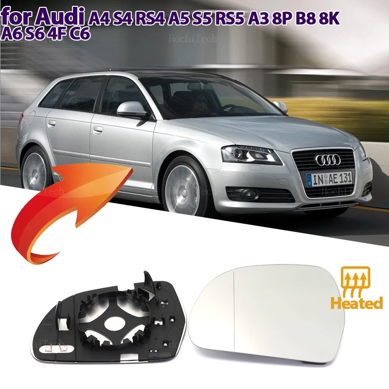 Left&Right Side Heated Wing Mirror Glass Wide Angle Rearview Mirror for Audi A4 S4 B8 8K, A5 S5 B8 8K,  A8 S8 D3 Q3 SQ3 A3 8P