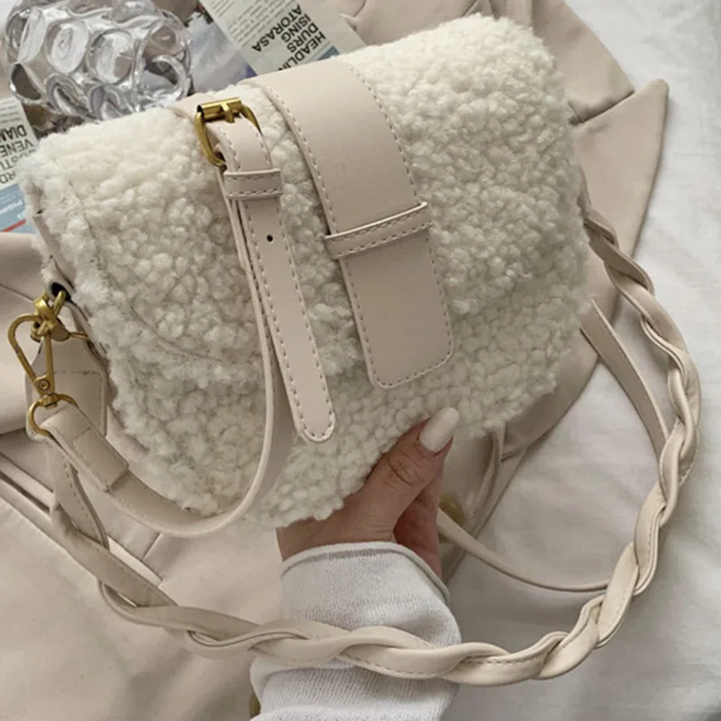 

New Hair Lamb One Plush Shoulder Bag Popular Classic Style For Woman High-Quality Messenger Versatile Luxury Crossbody Exquisite